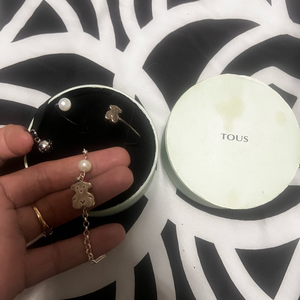 Tous and Silver Bear brazalete with Pearl, two